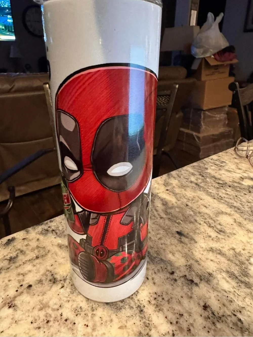 Deadpool Mountain Dew Hand Crafted Red and Black Superhero Travel Tumbler 30oz